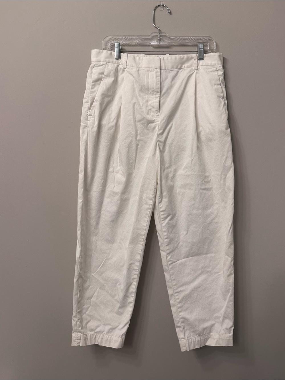 Everlane Pleated Taper Pant Ivory White High Rise Ankle Trousers Size 10 - Picture 3 of 6